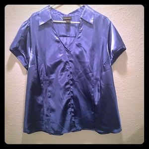Short sleeved blue Lane Bryant top.